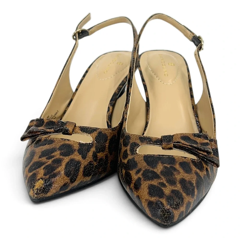 Bandolino Gelli3 Women’s 8M Leopard Print Slingback Kitten Heel Pumps